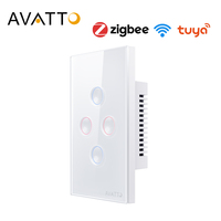 AVATTO Tuya WiFi Zigbee Wall Switch with 2.5D Touch Panel, Smart Home Light Switch US 1/2/3 /4 gang works for Alexa, Google Home