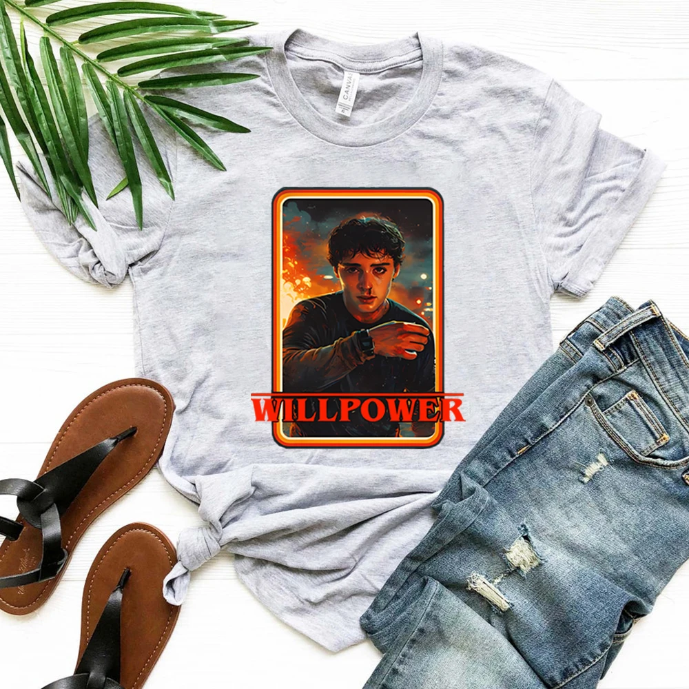 Vintage Will Power Graphic Tee Will Byers T Shirts TV Show Popular Shirt Hawkins ST5 Upside Down T-shirt Trendy Aesthetic Tops