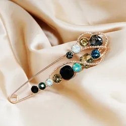 Fashionable Retro Pentagram Flower Pearl Brooch Stone U-shaped Safety Pin for Men and Women Clothing Jewelry Accessories
