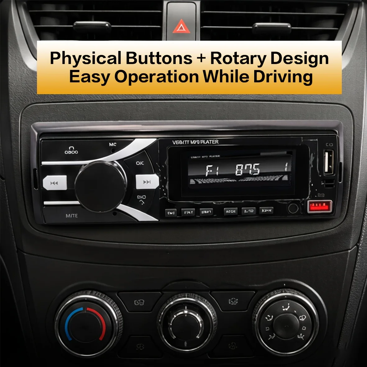 Car MP3 Multimedia Player Car Connect Function Built-In FM Radio MP3 Audio Playback USB Port Card Slot Storage LED Digital