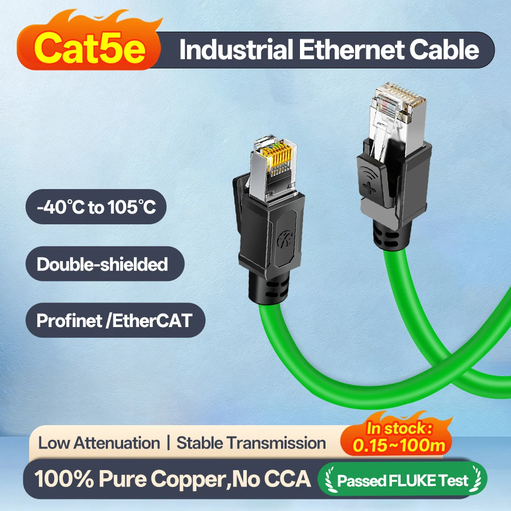 

Промышленный Ethernet-кабель CAT5e BYXGD, 1-100 м, высокогибкий SFTP кабель для буксируемых цепей, 26AWG, двойное экранирование, чистая медь, для ЧПУ и робототехники