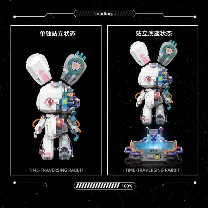 Toptoy Chinese Building Blocks Rabbit Breaks The Future Mechanical Cyberpunk Rabbit Creative Assembled Rabbit Puzzle Toy Gift