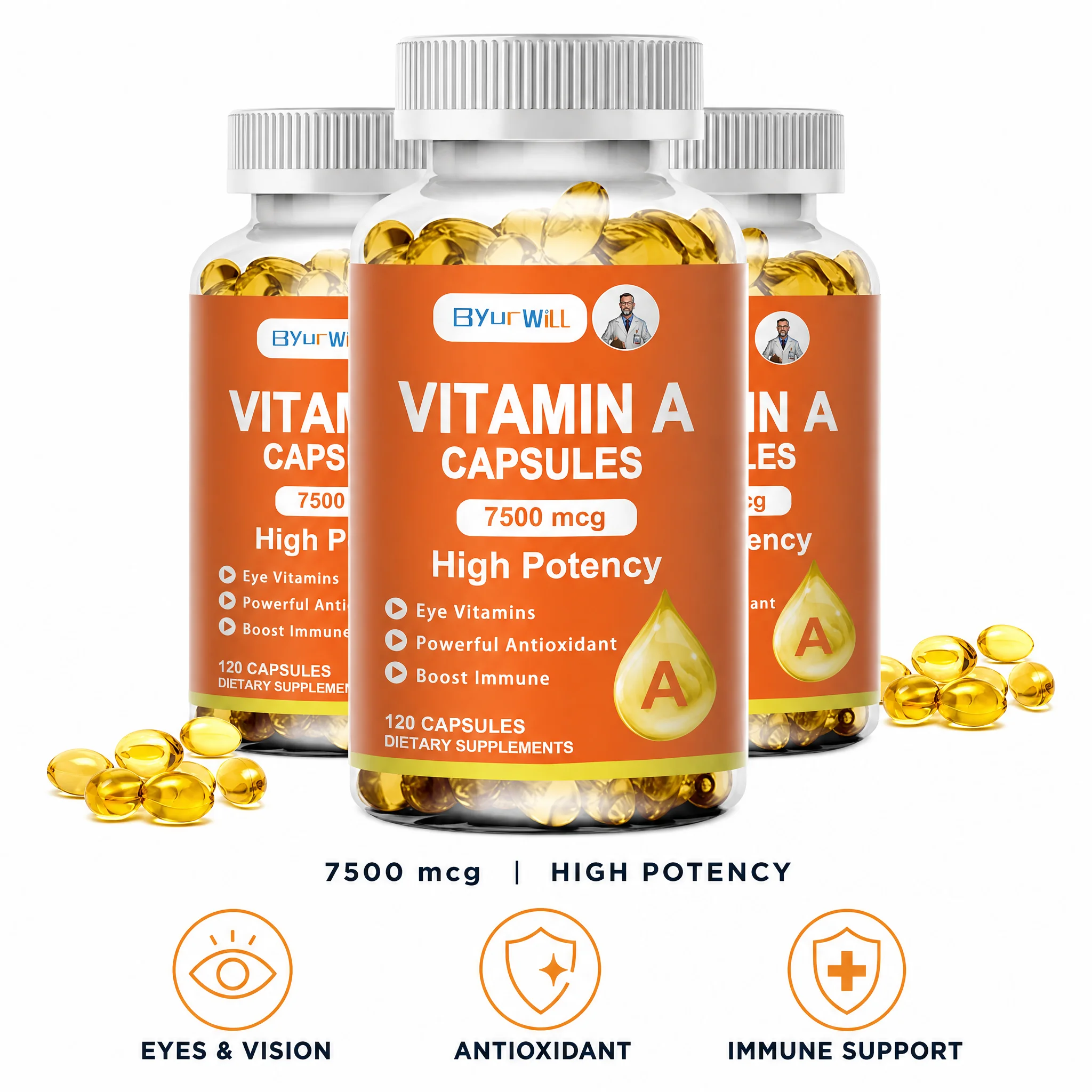 High Potency Vitamin A Capsules, Eye Health Support, Powerful Antioxidant to Immune System, Bone & Teeth Growth, Skin Care