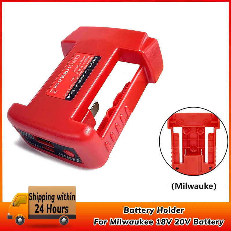 USB Charger Adapter Compatible For Milwaukee M18 18V Battery, Dual Output Port With USB And Type-C Charging Interface