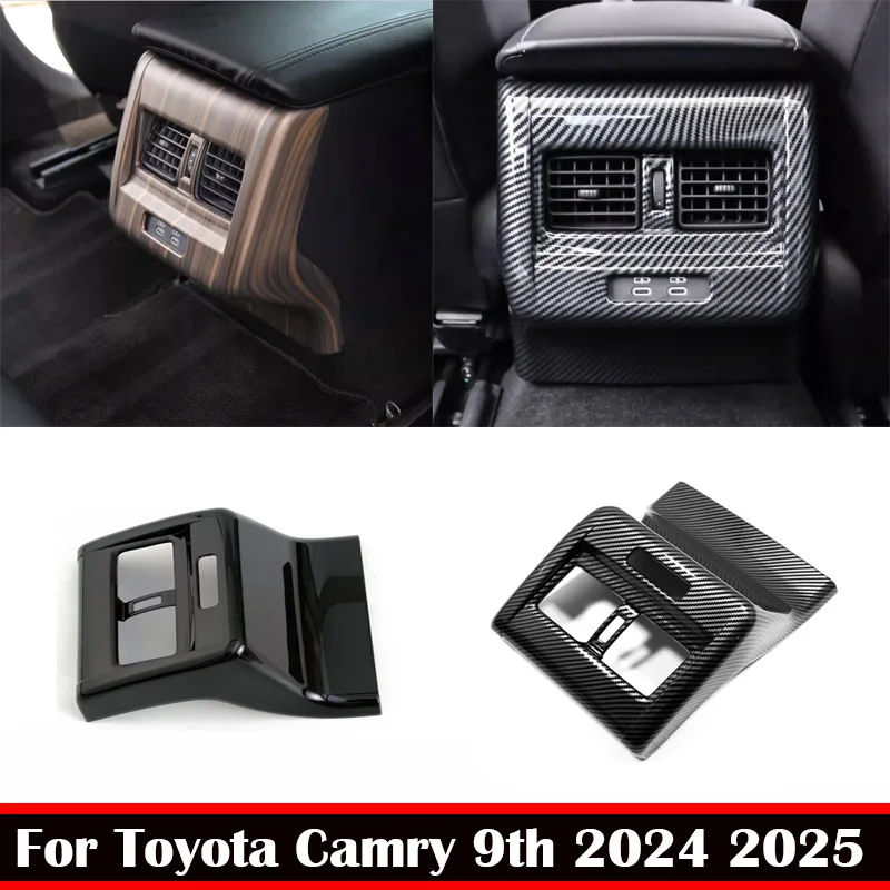 For Toyota Camry 9th 2024 2025 ABS carbonfier Rear Air Condition Outlet AC vent back an-ti kick board panle interior accessories