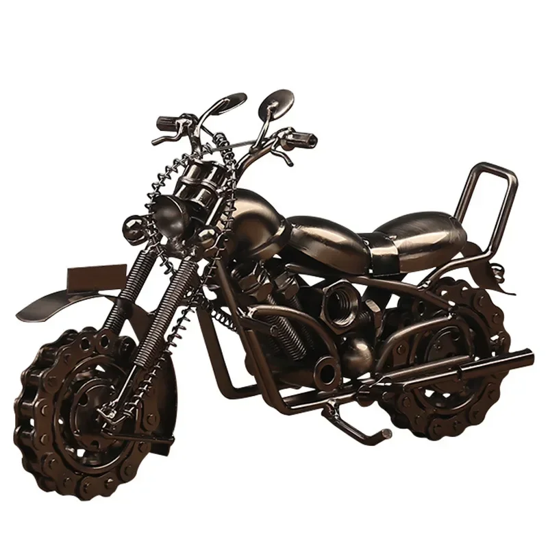 Handmade Iron Motorcycle Model Ornaments Retro Motor Figurine Iron Decoration Motorbike Prop Vintage Home Decor Shooting Props