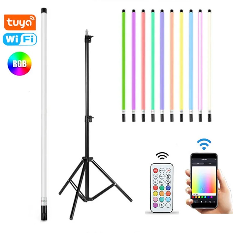 TL-120 Smart Wifi Tuya App Alexa Rechargeable Battery T8 Rgb Led Tube Light Colorful Change Studio Video Light