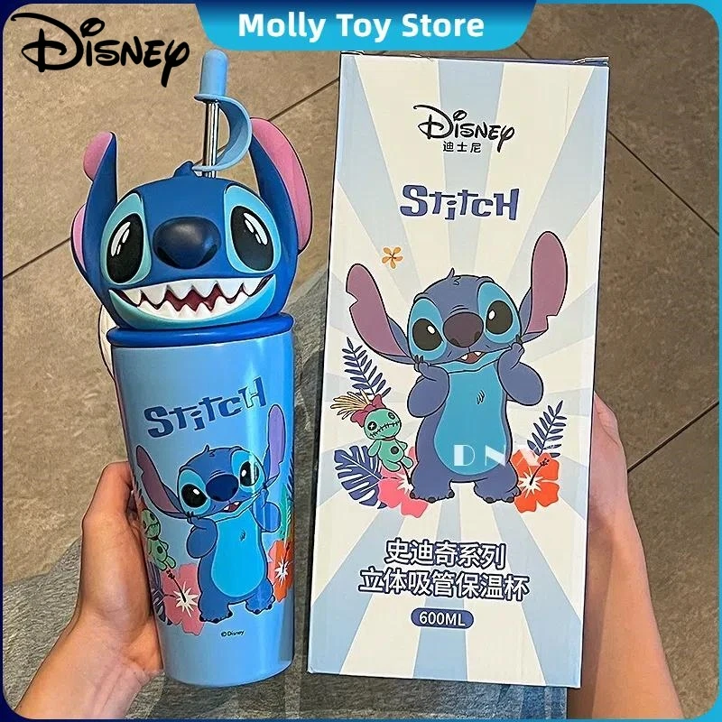 Disney Stitch Water Cup Lilo & Stitch Thermos Stainless Steel 600ml Large-Capacity Cup High-Value Student Portable Water Cup