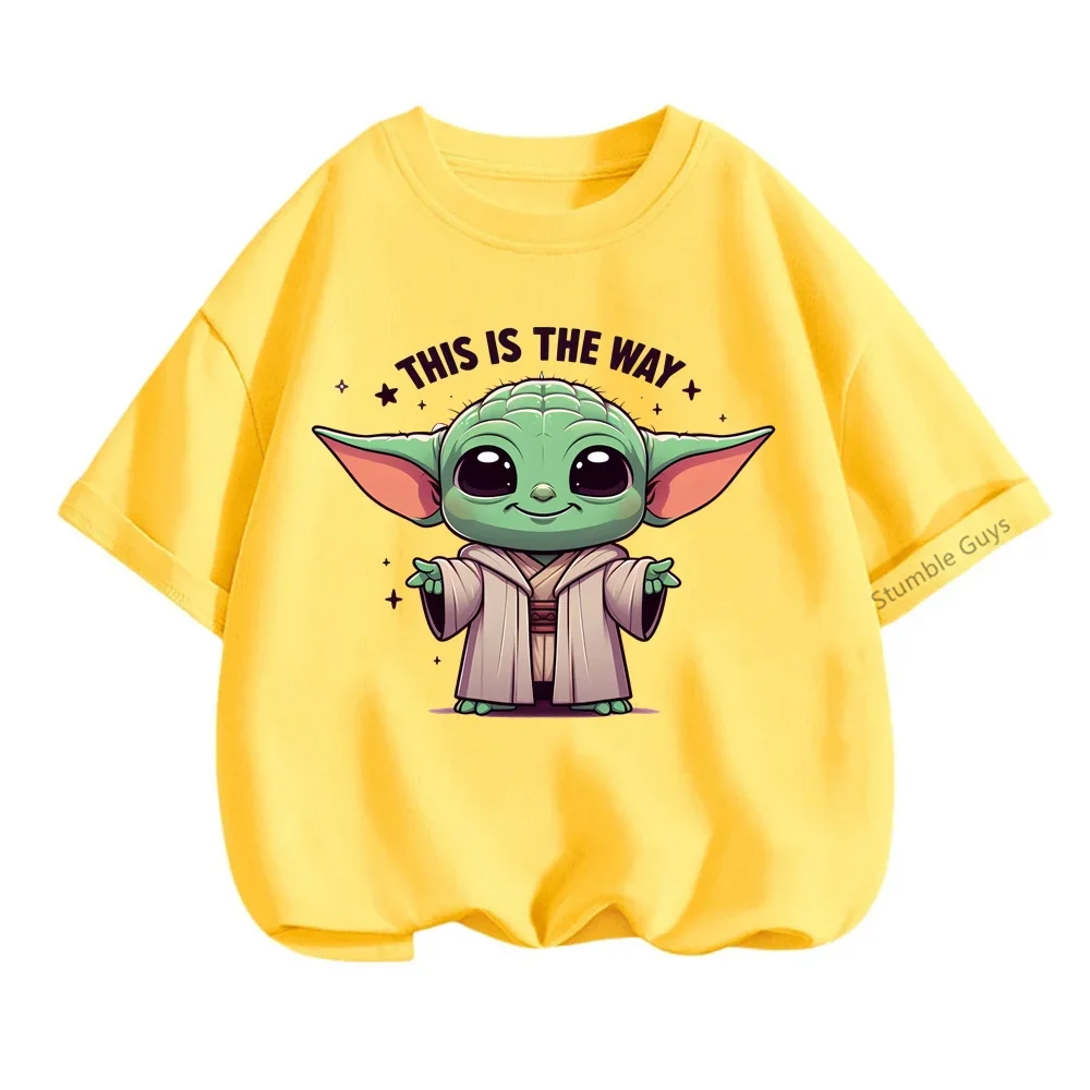 Boys Yoda T Shirt Girls Kids Children Tops Tshirt Short Sleeves Summer Baby Yoda Clothes Print Cartoon Tee Child Clothing