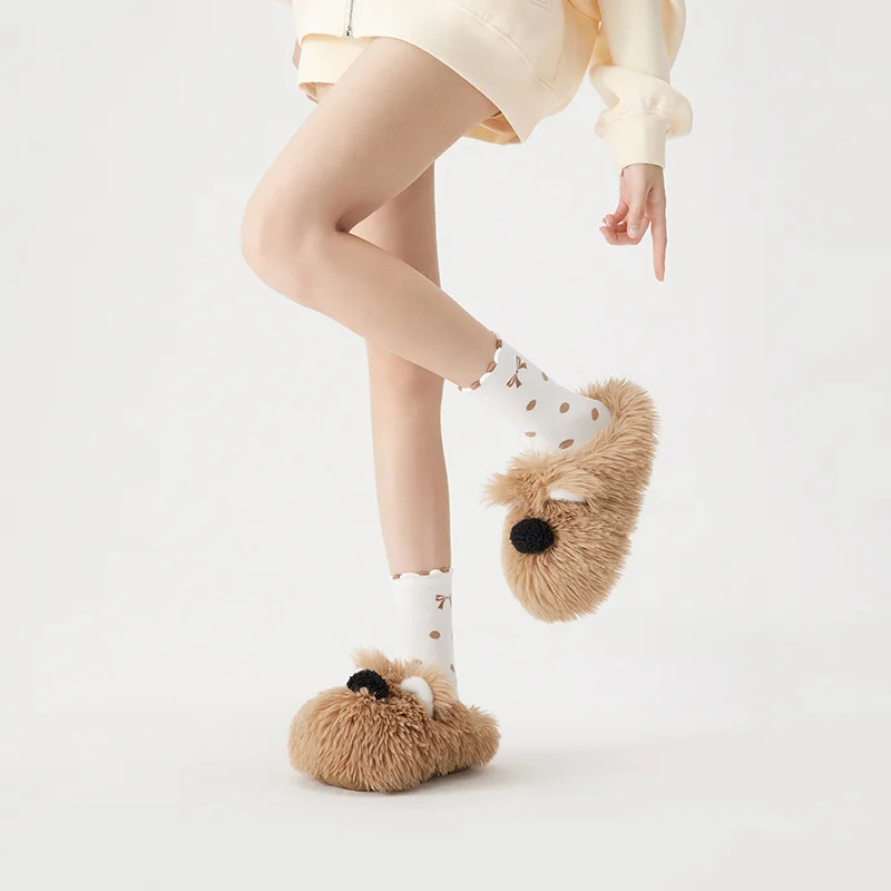 

Women's Indoor Slippers Winter New Plush Home Lazy Slippers Anti Slip Durable Fashionable Warm Sandals Slippers