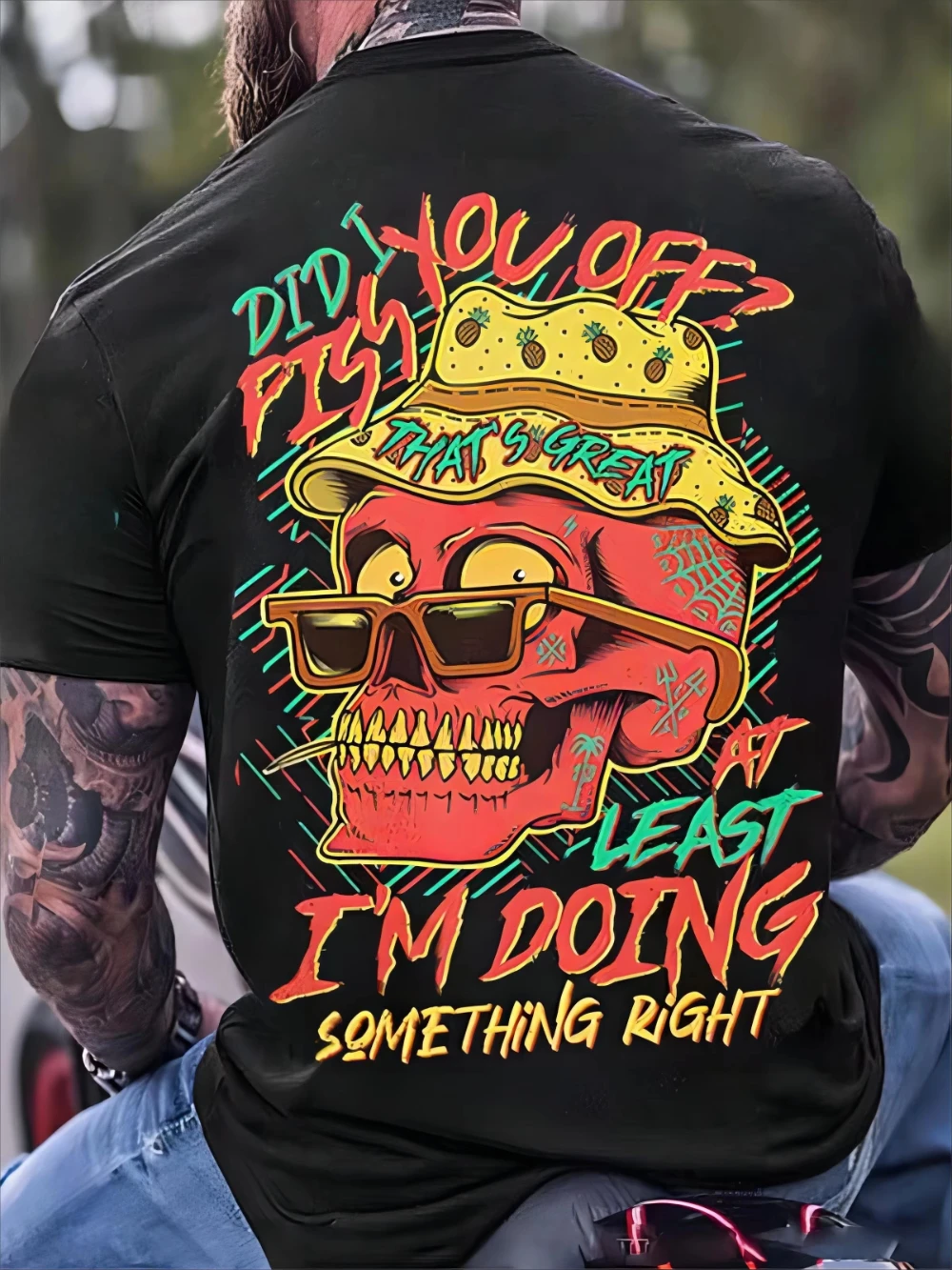 

2025 New Skull Pattern T-shirt Men's Summer Casual Versatile Comfortable Loose Short-sleeved Cotton Crew Neck Top Men's Clothing