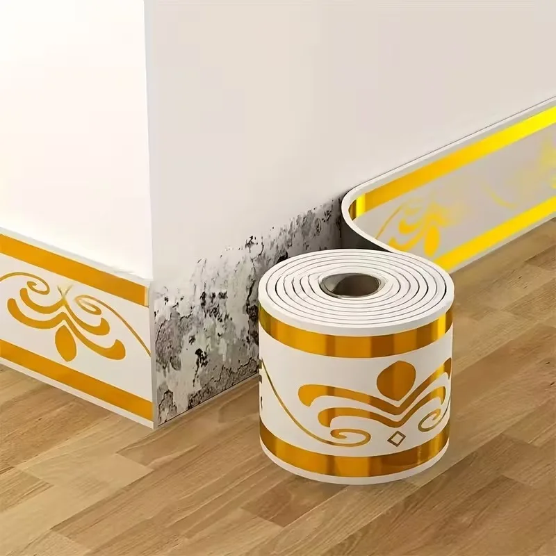 

Rolled Self-Stick Baseboard Trim-Anti-Collision Waterproof Wall Waistband Sticker for Living Room Bedroom Decor PVC Baseboard