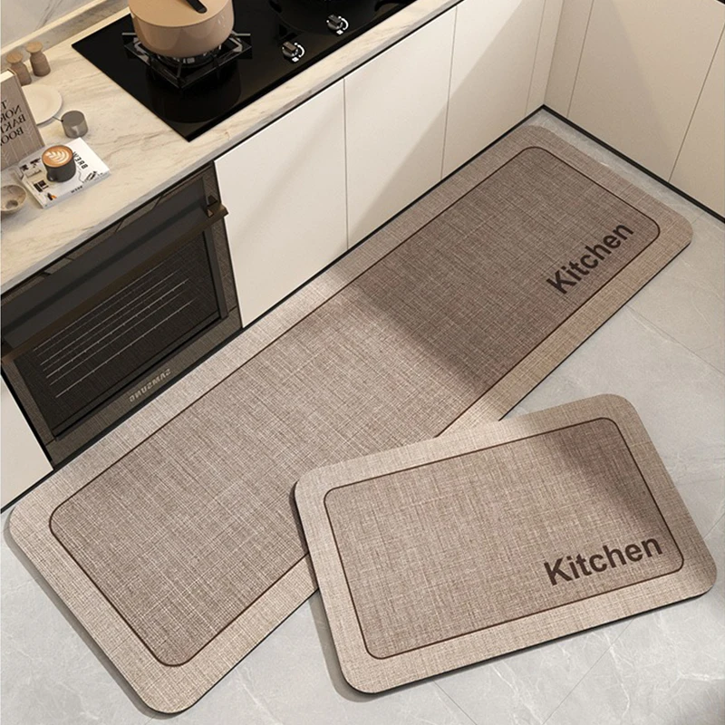 

Kitchen Floor Mats Non-slip Oil-proof Wash-free Carpet Soft Diatom Mud Absorbent Quick-drying Foot Mat Minimalist Texture Rugs