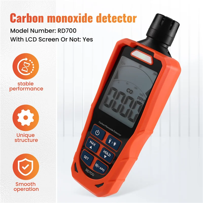 RD700 CO Meter Air Quality Tester With High Precision Sensor For Home And Industrial Use
