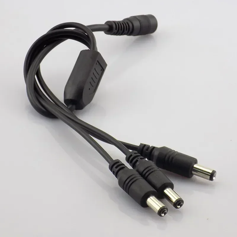 Power Cord Adapter Connector Cable Splitter For CCTV Security Camera LED Strip, 1pcs, 1 DC Female To 3 Male Plug