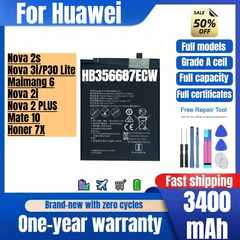 HB356687ECW for Huawei Nova 2s/Nova 3i/P30 Lite/Maimang 6/Nova 2i/Nova 2 PLUS/Mate 10/Honer 7X Mobile Phone Battery Replacement