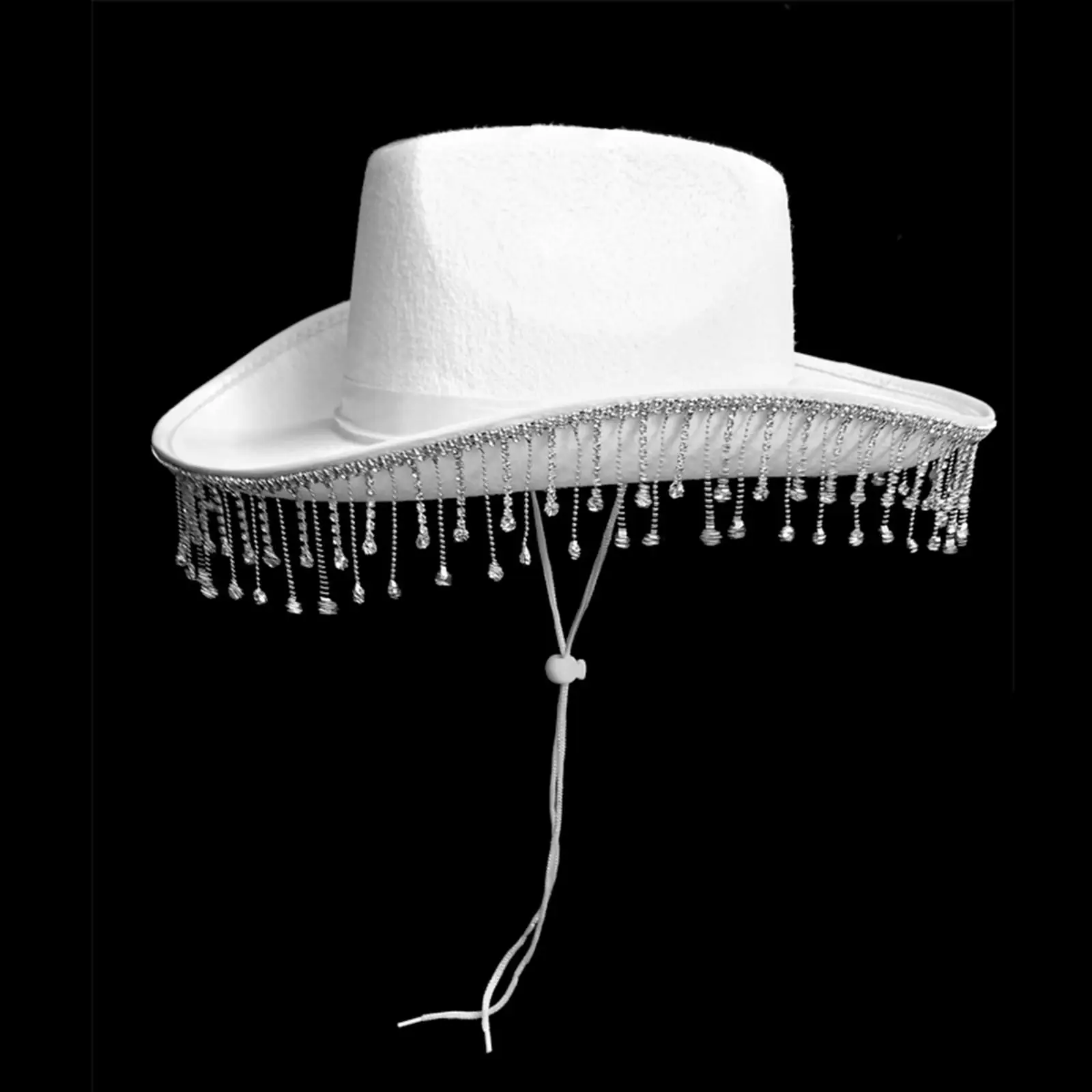 White Bride Crystal Cowgirl Hat Lightweight Easy to Carry Felt Cloth Cowboy Hat for Bridal Shower Photo Booths Halloween Decor