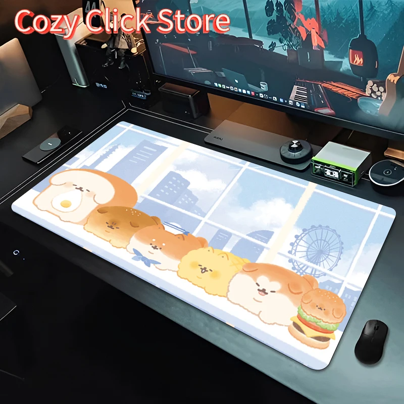 Cute Bread Dog Mousepad New MousePads Keyboard Pad Mouse Mat Gamer Soft Office Carpet Table Mat Desktop PC Anime Big Mouse Pad