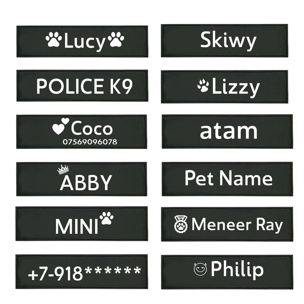 Personalized Dog ID Tag with Name Harness, Collar Sticker, Custom Dog Name Label, Nameplate Harness Patch, Pet Supplies, 2x