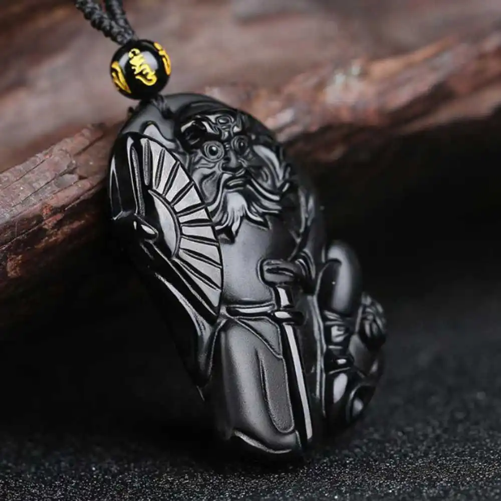 

Natural Obsidian Zhong Kui Lucky Amulet Pendant Cross Choker Clavicle Amulet New Energy Reiki Natural Beads Keychain Pendants