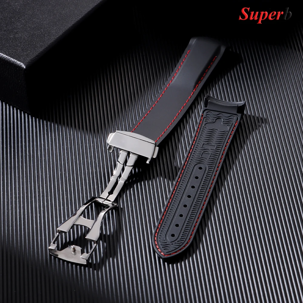 20 مللي متر 22 مللي متر منحني نهاية المطاط سيليكون حزام الساعات للرجال النساء مقاوم للماء الرياضة سوار حزام ل أوميغا ساماستر 300 حزام ساعة اليد