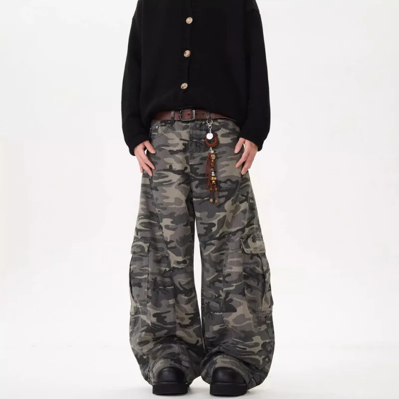 Women's Camouflage Y2k Cargo Jeans Harajuku Baggy Denim Trouser Vintage Japanese 2000s Style Oversize Jean Pants Trashy Clothes