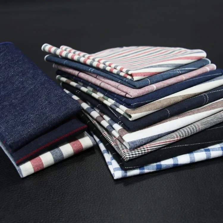 2019 Korean 9.5 Inch Cotton Fashion Striped Jacquard Weave Mans Hankerchief Classics Suit Pocket Square Luxury Chest Towel Prom