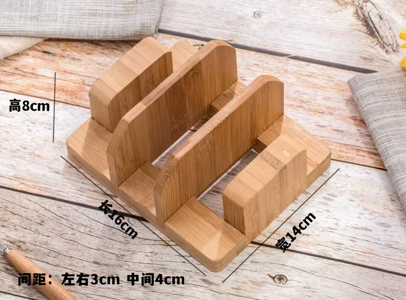 Multifunctional Durable Creative Bamboo Cutting Board Storage Rack Pot Lids Holder Kitchen Supplies Gadgets For Restaurant