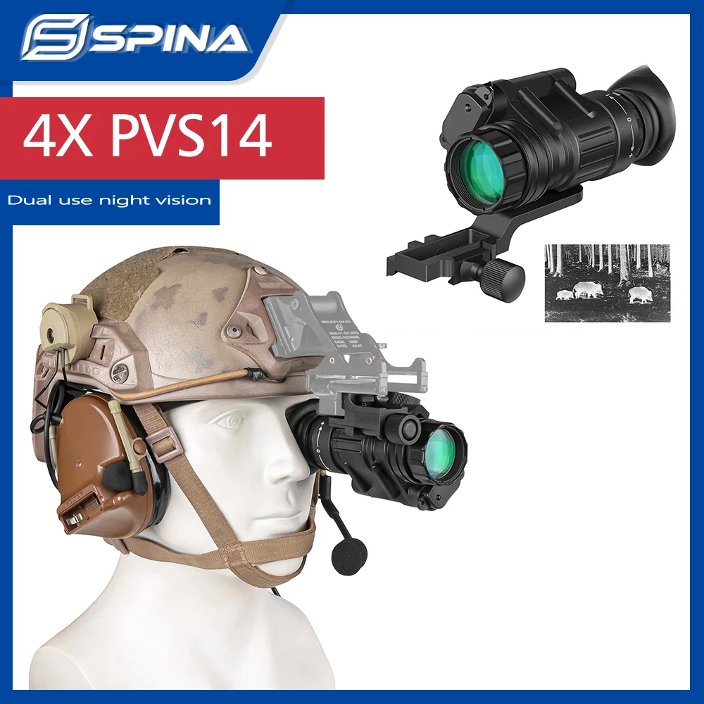 

PVS 14 Night Vision Scope Optic 4x32 IR Monocular Night Vision Goggles With Two Type Mounts Rifle Night Vision