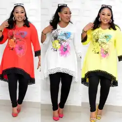 Chiffon Sequins Two Piece Set Women African Clothes Casual O-Neck Top& Sequins Pencil Pants Suit Tacksuit Africa Robe Outfits