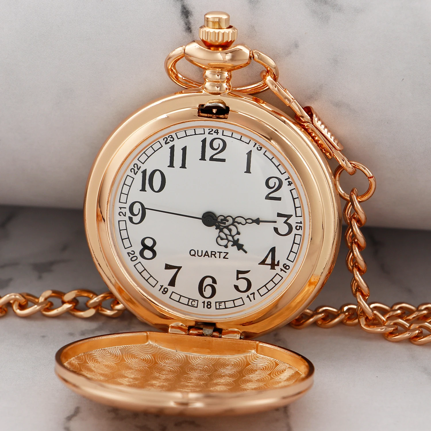 Relojes de bolsillo de moda lisos de lujo Reloj Fob Reloj de bolsillo Steampunk con cadena de mezclilla El mejor regalo para hombres y mujeres