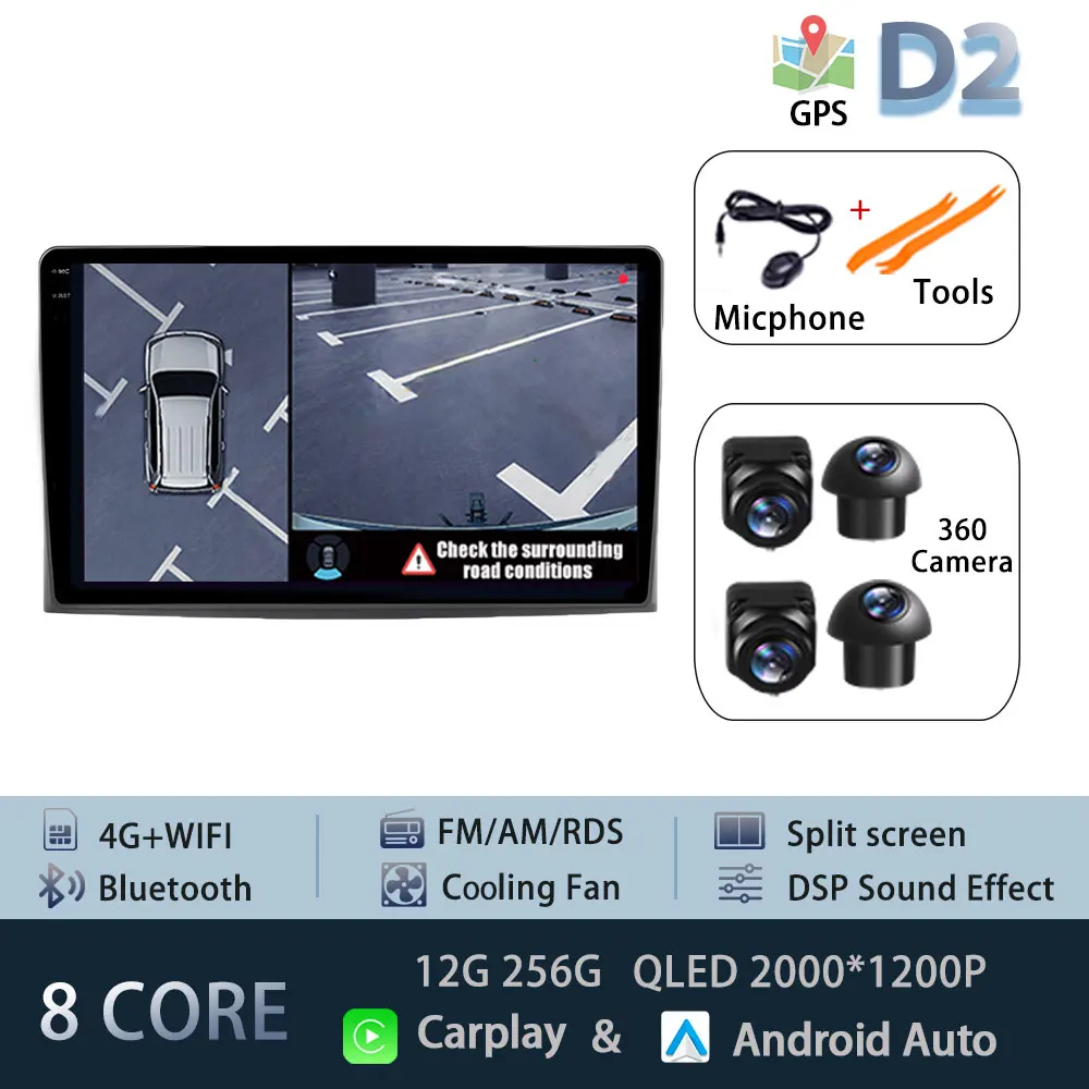 For Toyota Corolla Verso Spacio E120 2001-2007 Autoradio Carplay WIFI Car Radio GPS Navigation Multimedia Video Stereo DSP Audio - afbeelding 1