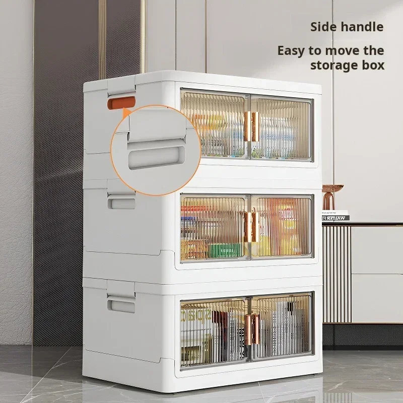 Wardrobe Storage and Storage Rack Foldable Storage Box with Lid and Dual Magnetic Door Stackable Suitable for Family Living Room