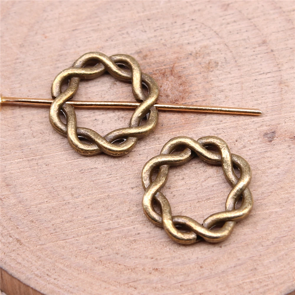 WYSIWYG 10pcs Charms Hemp Wreath Antique Bronze Antique Silver Color 14x14mm Metal Alloy Charms Jewelry Diy Accessories