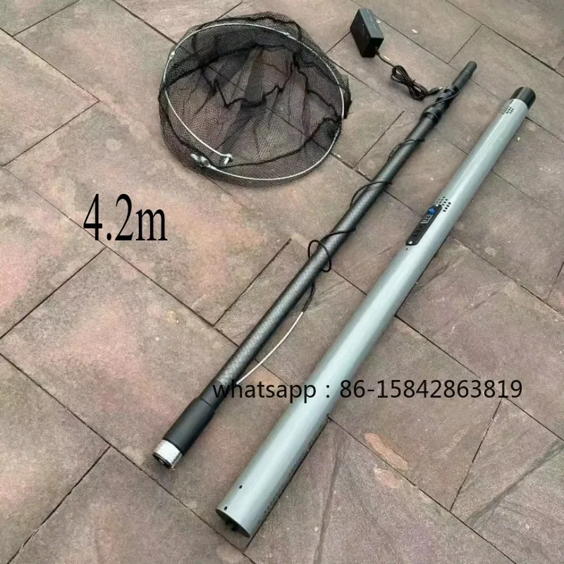 4.2m 9000W Ultra-light Aluminum Alloy Electric Automatic Telescopic Fishing Net Foldable Hand Tool