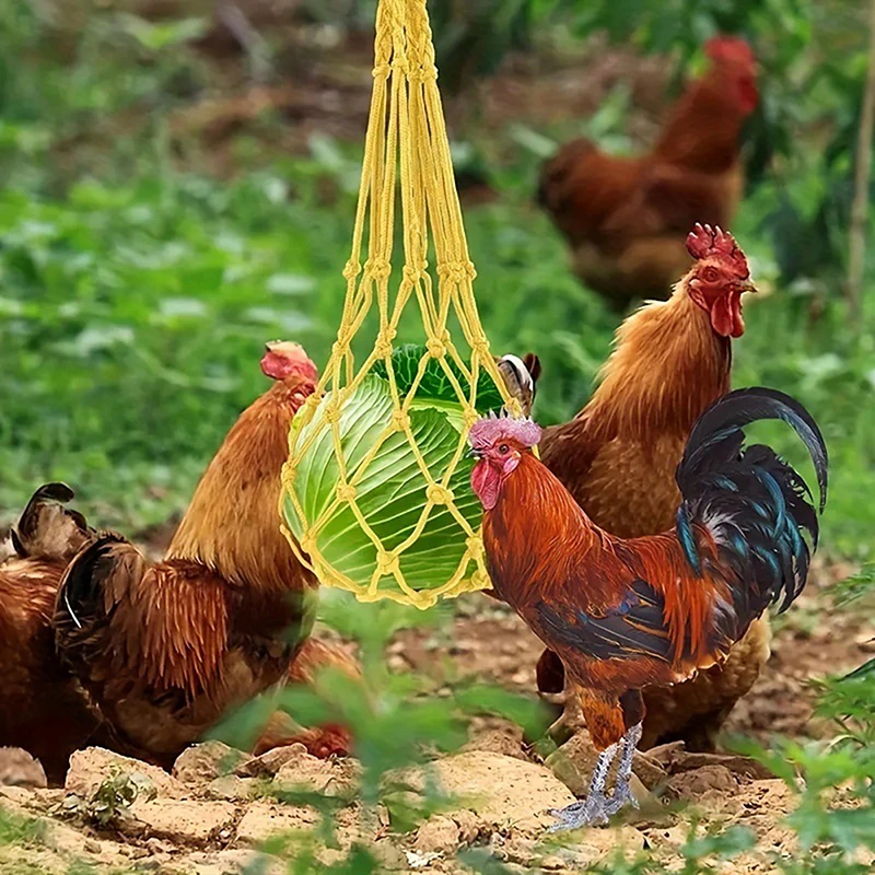 Chicken Vegetable Feeder Chicken Vegetable Net String Bag Poultry Fruit Holder Hen Goose Large Birds Treat Feeding Tools