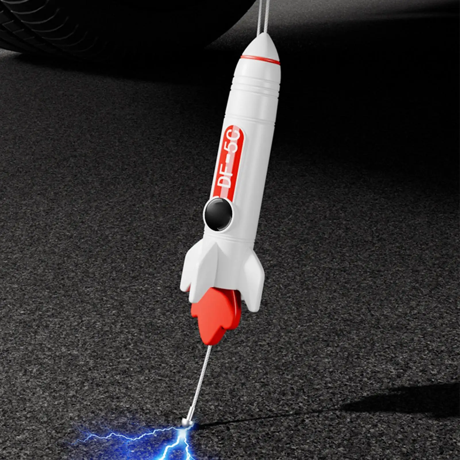 

Anti Static Strap For Trucks 3D Rocket Shape Electrostatic Ground Wire Adjustable Static Conductive Towing Belt For Safe Driving