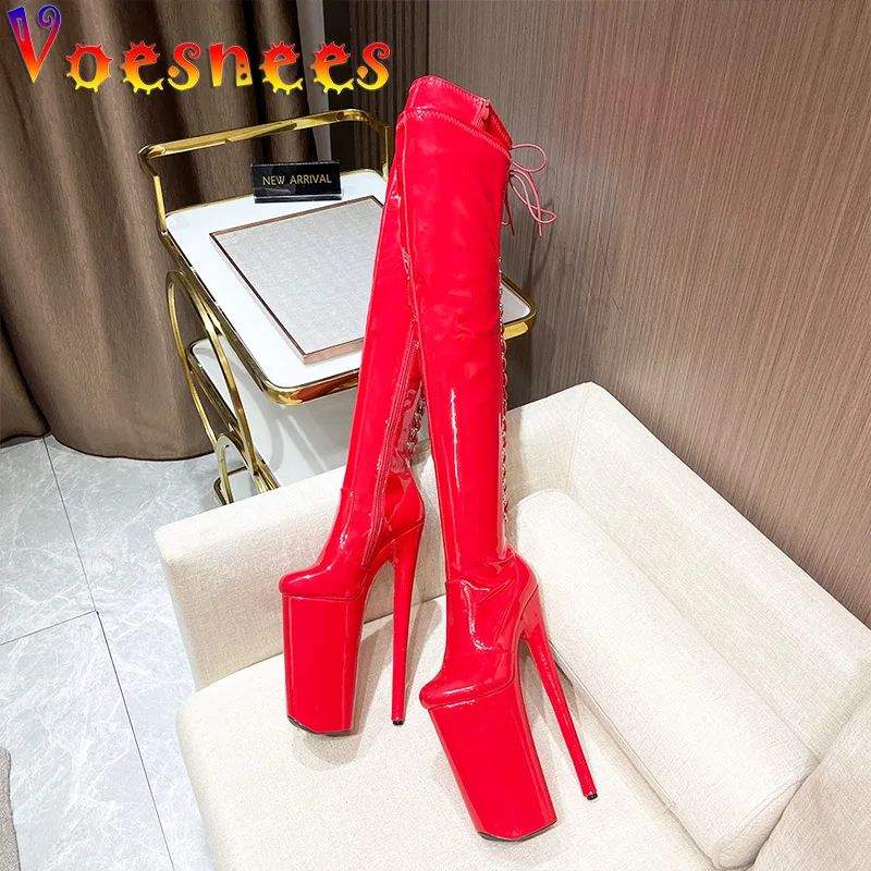 

2022 New Platform High Heels Round Toe Over-the-Knee Women Boots Nightclub Posterior Frenum Fashion Female Pole Dancing Shoes