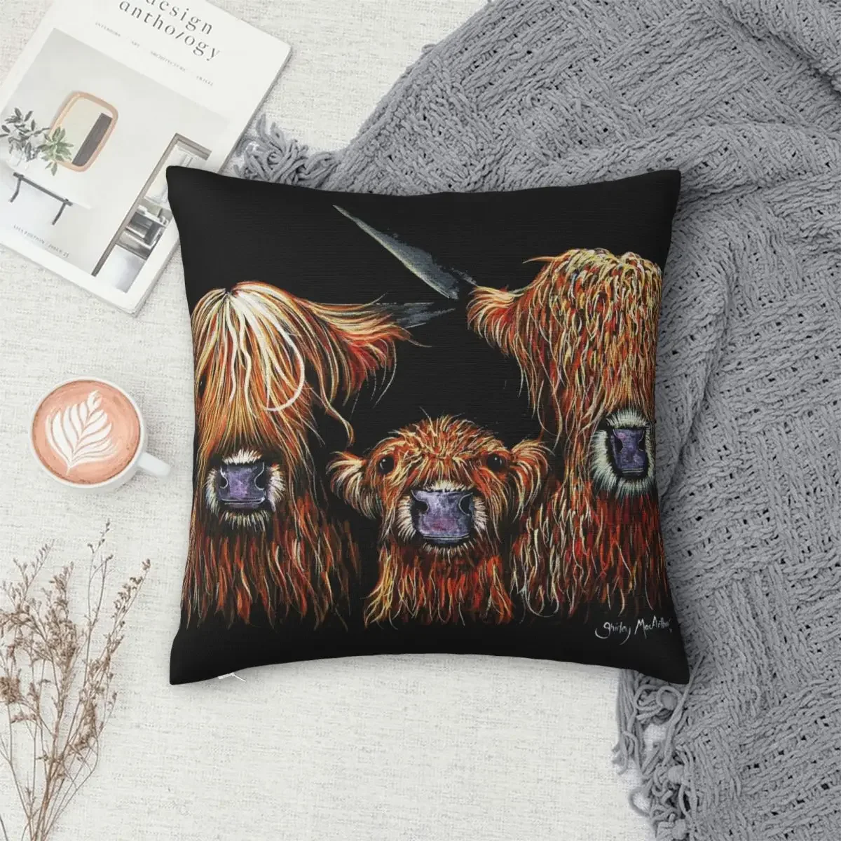 

Scottish Highland Cows Pillowcase Polyester Pillows Cover Cushion Comfort Throw Pillow Sofa Decorative Cushions Used for Home