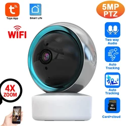 Tuya Smart Leben 5MP Wifi PTZ IP Sicherheit Kamera Indoor Auto Tracking Drahtlose CCTV Überwachungs Kamera 2 Weg Audio Baby Monitor