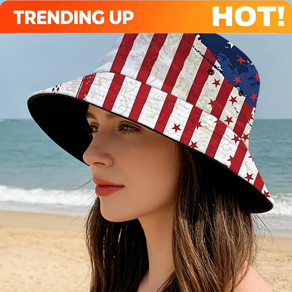 Custom 1 Unisex Spring/Summer Printed Bucket Hat, 250th Anniversary of American Independence Themed, for Outdoor, Casual, and Sp