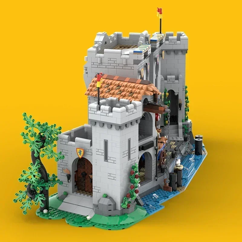 스트리트 뷰 모델 Moc 빌딩 벽돌 사자 전사 성 포트 기술 모듈 형 블록 선물 크리스마스 장난감 DIY 세트 조립