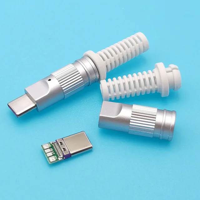 2 szt. Obsługuje wysokoprądową wtyczkę ładowania typu C USB C 5A złącza Jack 24pin męski DIY wtyczka danych zaciski elektryczne