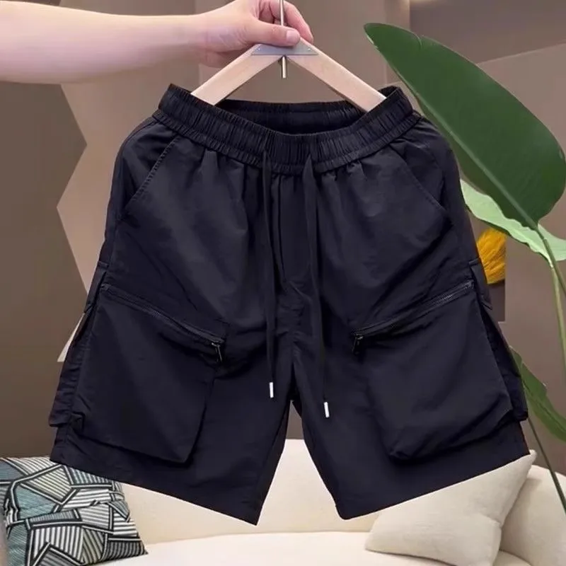 Ice Silk Quick Dry Four-Quarter Shorts Men's Summer Thin Basketball Sports Running Casual Five-Quarter Pants Workwear