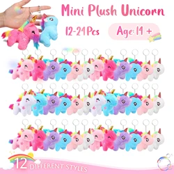 12-24Pcs Mini Plush Unicorn Stuffed Animals Unicorn Party Favor Bulk Toys Assortment Keychain for Goodie Bag Kid Girl Birthday