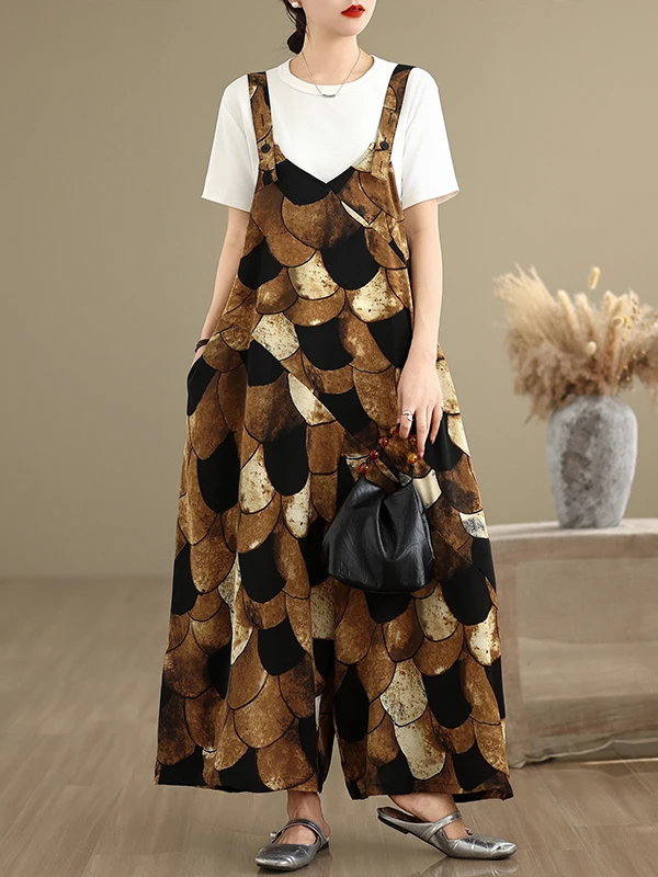 Pantalon d'été Original à bretelles florales pour femmes, grande taille, ample, fin, jambes larges, combinaison pour les déplacements, pantalon pour poire aped