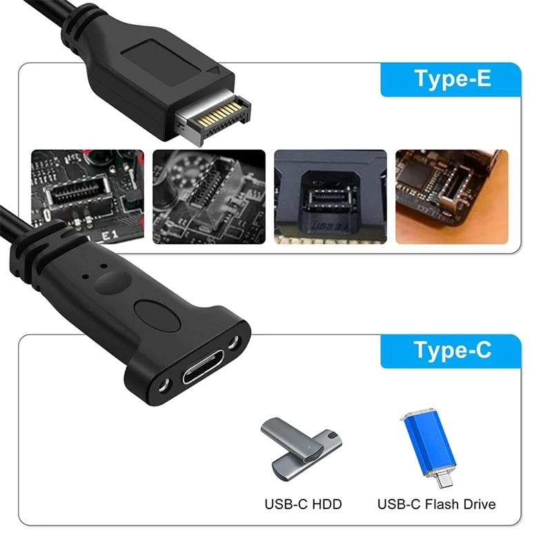 

Front Panel Type-C Adapter Motherboard Header USB3.2 Type-E Key-A 20-Pin Connector to USB-C with PCIe Bracket 70cm [To&On-e]