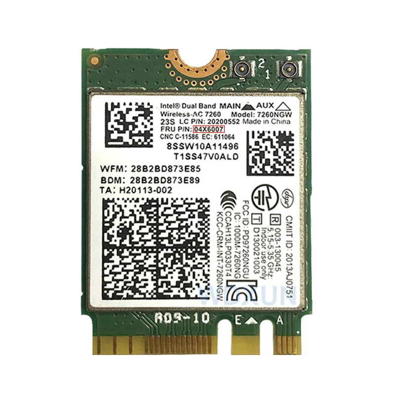 7260NGW 7260ac 7260 ac 2.4/5G BT4.0 FRU 04X6007 WiFi card For  X250 x240 x240s x230s t440 w540 t540 Yoga y50