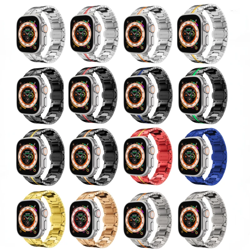 Ultra 49mm Titanium Color Strap For Apple Watch Band 45mm 44mm 41mm 46mm 42mm Metal Bracelet Belt iWatch 10 9 8 7 SE 6 5 4 Band