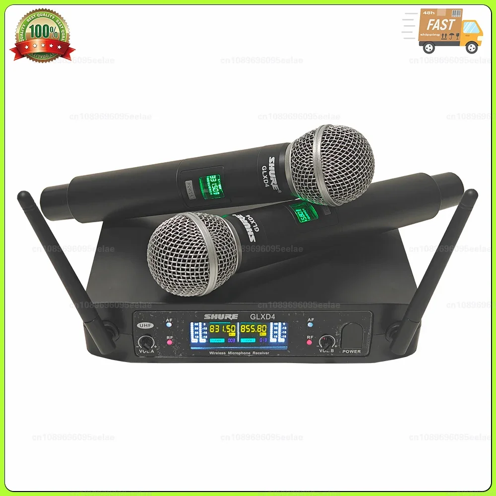 Shure GLXD4 UHF Wireless Microphone 2 Channel Fixed Frequency Points 831.5 and 855.8 MHZ Host Live Broadcast Handheld Microphone